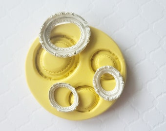 Miniature Oval Frames Silicone Mold: Fondant, Clay, Resin