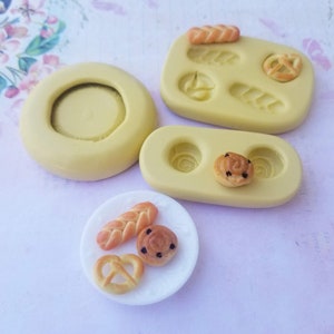 Petit pain bretzels sur une assiette moule en silicone moule à chocolat fondant pour miniatures de maison de poupée en argile