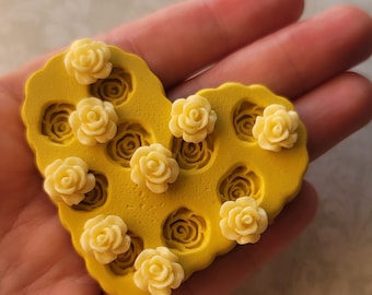 Mini Roses Silicone Mold: Fondant, Clay, Resin, Wax