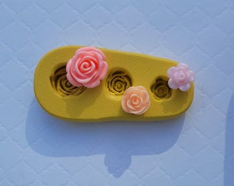 Rose Trio Silicone Mold: Fondant, Chocolate, Clay - Handmade in USA