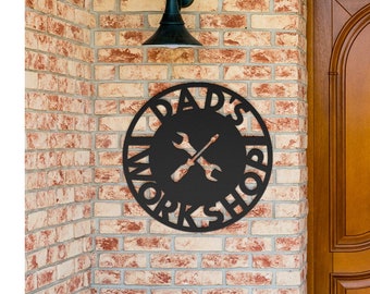 Dad's Workshop Sign | Fathers Day Gift | Wall Decor | Man Cave | Metal Sign