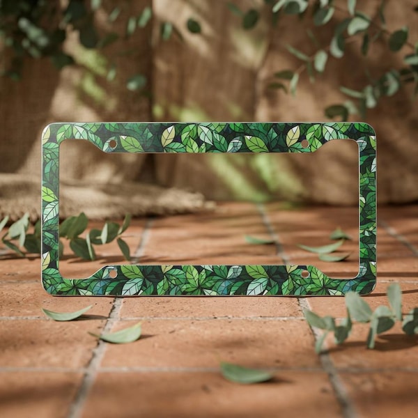 Stained Glass Leaves License Plate Frame- Ecology License Plate-Environmentalist-Green Activist License Plate- Nature Lover-Conservationist