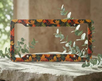 Fall in Vermont License Plate Frame- Autumn License Plate- Falling Leaves Car Accessory- Nature Lover Gift