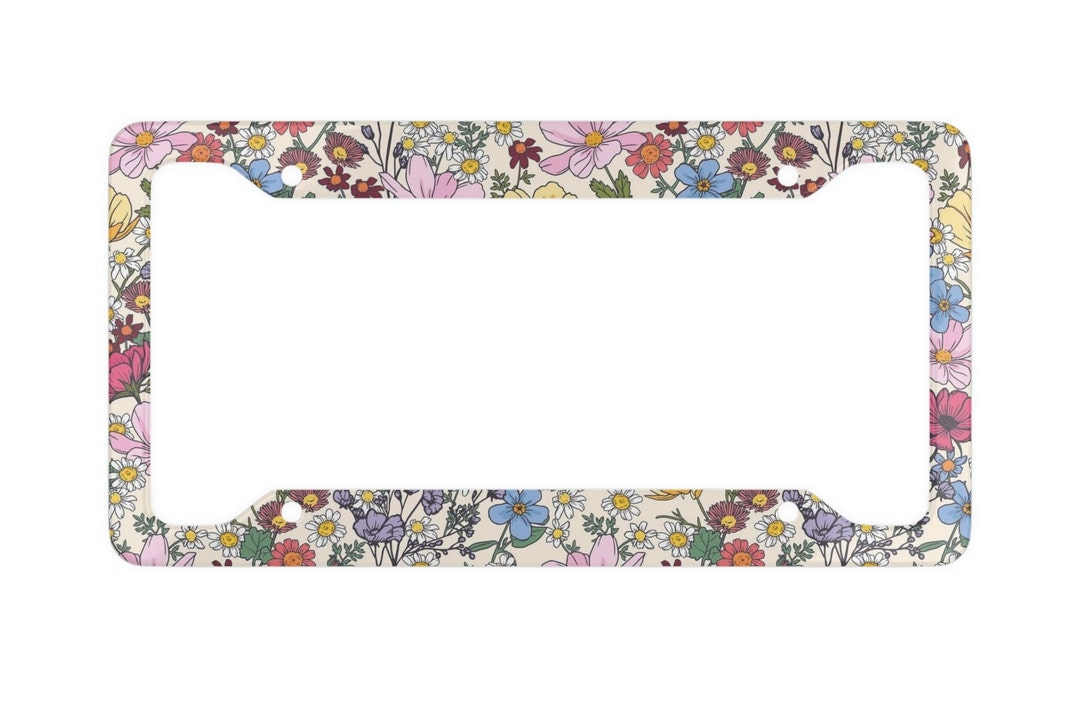 Garden License Plate Frame Wildflower Floral License Plate Wildflower