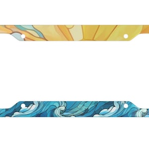 Stained Glass Ocean Sunrise License Plate Frame - Beachy License Plate - Beach Car Accessory - Waves License Plate Cover - Ocean Car Decor