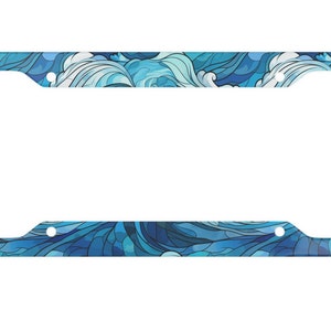 Stained Glass Ocean Waves License Plate Frame - Beachy License Plate - Beach Car Accessory - Waves License Plate Cover - Ocean Car Decor