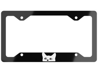 White Cat License Plate Cover - Car Accessories - Peeking Cat- Custom License Plate - Cat - Cat Theme - Cat Lover - Gift For Her - License