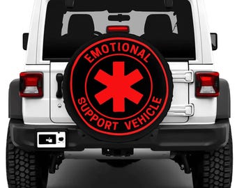 Emotional Support Vehicle Spare Tire Cover- Spare Tire Cover- 4x4 Accessory- Camper Tire Cover- Tire Cover- RV Cover- Funny Spare Tire Cover