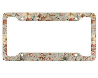 Floral Cottagecore-nummerplaatlijst - bloemennummerplaat - Cottagecore - vintage auto-accessoires - nummerplaatlijst - decoratie damesauto