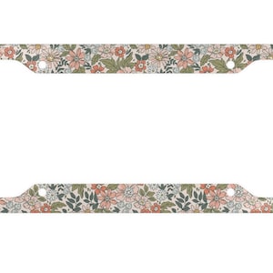 Peachy Floral License Plate Frame - Vintage Boho License Plate - Car Accessory - Custom License Plate Frame - Cute Car Accessory - Flowers