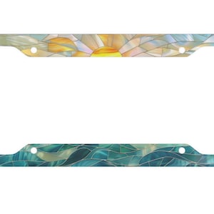 Stained Glass Sunset License Plate Frame- Ocean License Plate- Beach License Cover- Stained Glass- Ocean Sunset- Ocean Lover Gift- Beach