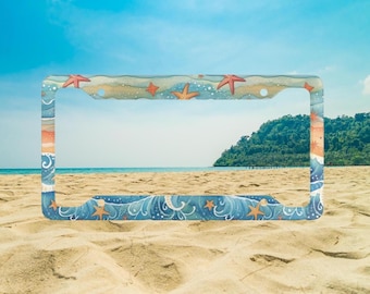 Cornice per targa "Sotto il mare" - Targa oceanica - Amante dell'oceano - Regalo per amanti della spiaggia - Amante della spiaggia - Vita da spiaggia - Targa costiera - Stella marina