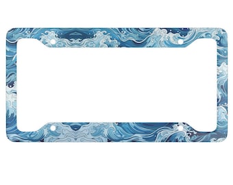 Waves License Plate Frame - Ocean License Plate - Ocean Lover Gift - Ocean Car Decor - Ocean Waves Custom License Plate- Beachcomber Gift