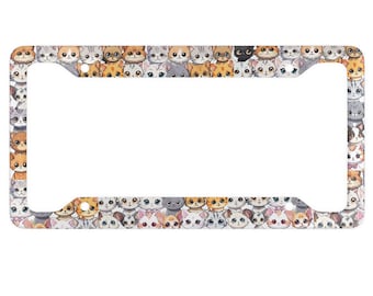 Cute Cats License Plate Frame - Cat Lover License Plate - Cat Lover Car Accessory - Cat Lover Gift - Cats - Cute Car Accessory- Animal Lover