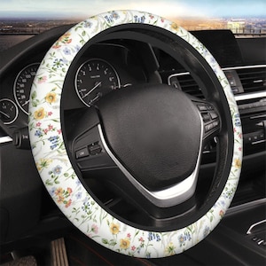 Wildflowers Car Steering Wheel Cover- Flower Car Accessory- Wildflowers- Flower Steering Wheel Cover- Womens Car Accessory- Gift For Her