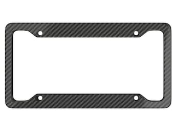 Carbon Fiber Look Aluminum License Plate Frame- Black Metal License Plate-Carbon Fiber-Sports License Plate-Faux Carbon Fiber Car Accessory