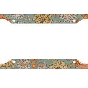 Ramka na tablicę rejestracyjną Emily - Tablica rejestracyjna Vintage Flower - Akcesoria samochodowe - Kwiaty retro - Osłona tablicy rejestracyjnej - Lata 70. - Ramka na tablicę rejestracyjną