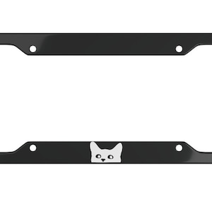 Cadre de plaque d'immatriculation pour chat - accessoires de voiture - plaque d'immatriculation de chat - chat - cadeau pour propriétaire de chat - accessoire de voiture pour chat - amoureux des chats - chat blanc
