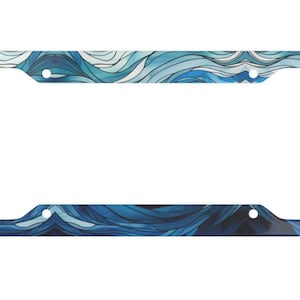 Stained Glass Ocean Waves 2 License Plate Frame - Beachy License Plate - Beach Car Accessory - Waves License Plate Cover - Stained Glass