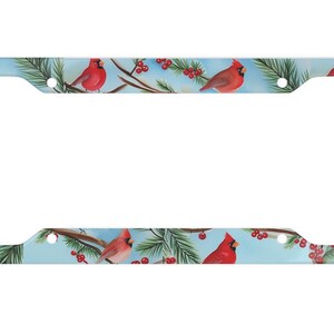 Cornice per targa Cardinals - Copri targa a forma di uccello - Cardinals - Tema invernale - Regalo per gli amanti dei cardinali - Targa a forma di uccello per osservatori di uccelli