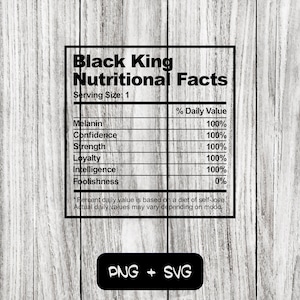 Black King Nutritional Facts SVG PNG Fichiers - Téléchargement instantané