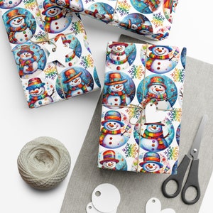 Holiday Snowmen Gift Wrap Papers Rainbow Ombre Pride Christmas Winter Snowflakes Presents Santa Merry Whimsical Luxury Eco Wrapping Papers