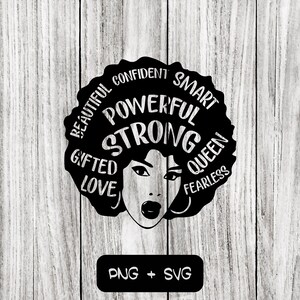Afro Woman Affirmations SVG PNG Files, Black History Month, Black Pride - Instant Download