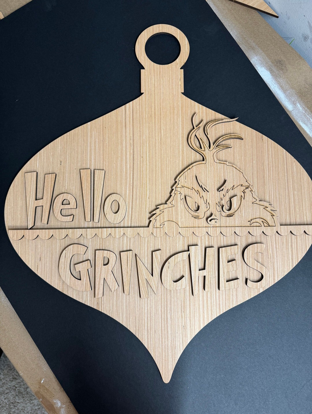 Grinch Themed DIY Unfinished Door Hanger / Grinch Door Hanger / Grinch