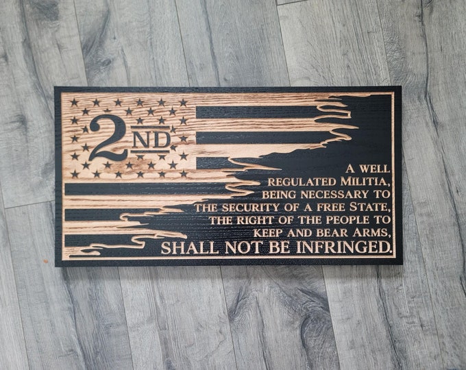 Wood American Flag Carved Rustic Flag 2nd Amendment Red Oak American ...
