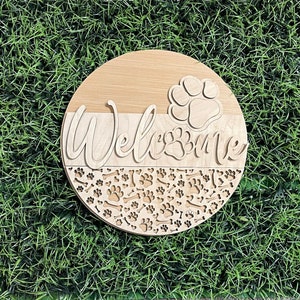Welcome Dog Paw DIY unfinished door hanger