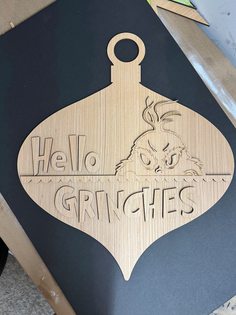 Grinch Themed DIY Unfinished Door Hanger / Grinch Door Hanger / Grinch