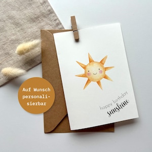 Geburtstagskarte happy birthday sunshine Postkarte DinA6- personalisierbar - Sonne - Klappkarte - Geburtstagsgeschenk - FineArt Print