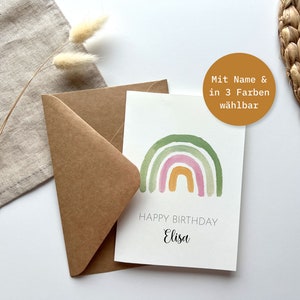 Personalisierte Geburtstagskarte Regenbogen Postkarte DinA6 - Klappkarte - Geburtstagsgeschenk - FineArt Print