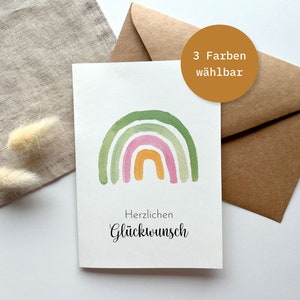 Geburtstagskarte "Herzlichen Glückwunsch" Regenbogen Postkarte DinA6 - Klappkarte - Geburtstagsgeschenk - FineArt Print