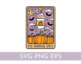 Pumpkin Spice Tarot Card SVG Witchy Halloween Cut File Clipart