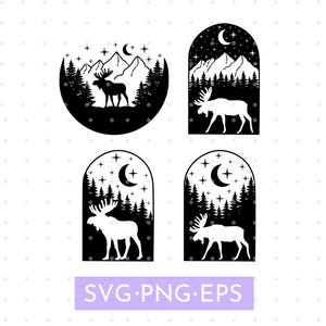 Moose Mountain Svg Bundle Moose Clipart Mountain Svg Moose Svg Nature Svg Animal Cut File