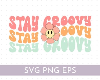 Stay Groovy SVG レトロクリップアート ヒッピーSVG