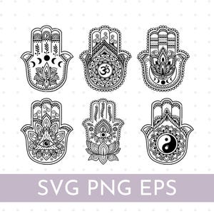 Bundle de cliparts main Hamsa spirituel fichier de coupe SVG