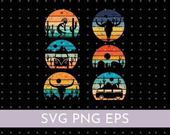 Retro Sonnenuntergang Südwesten SVG Bundle Südwesten Clipart