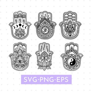 Hamsa Hand Clipart Bundle Hamsa Hand Svg Spiritual Svg Evil Eye Svg Hamsa Hand Vector Cut File