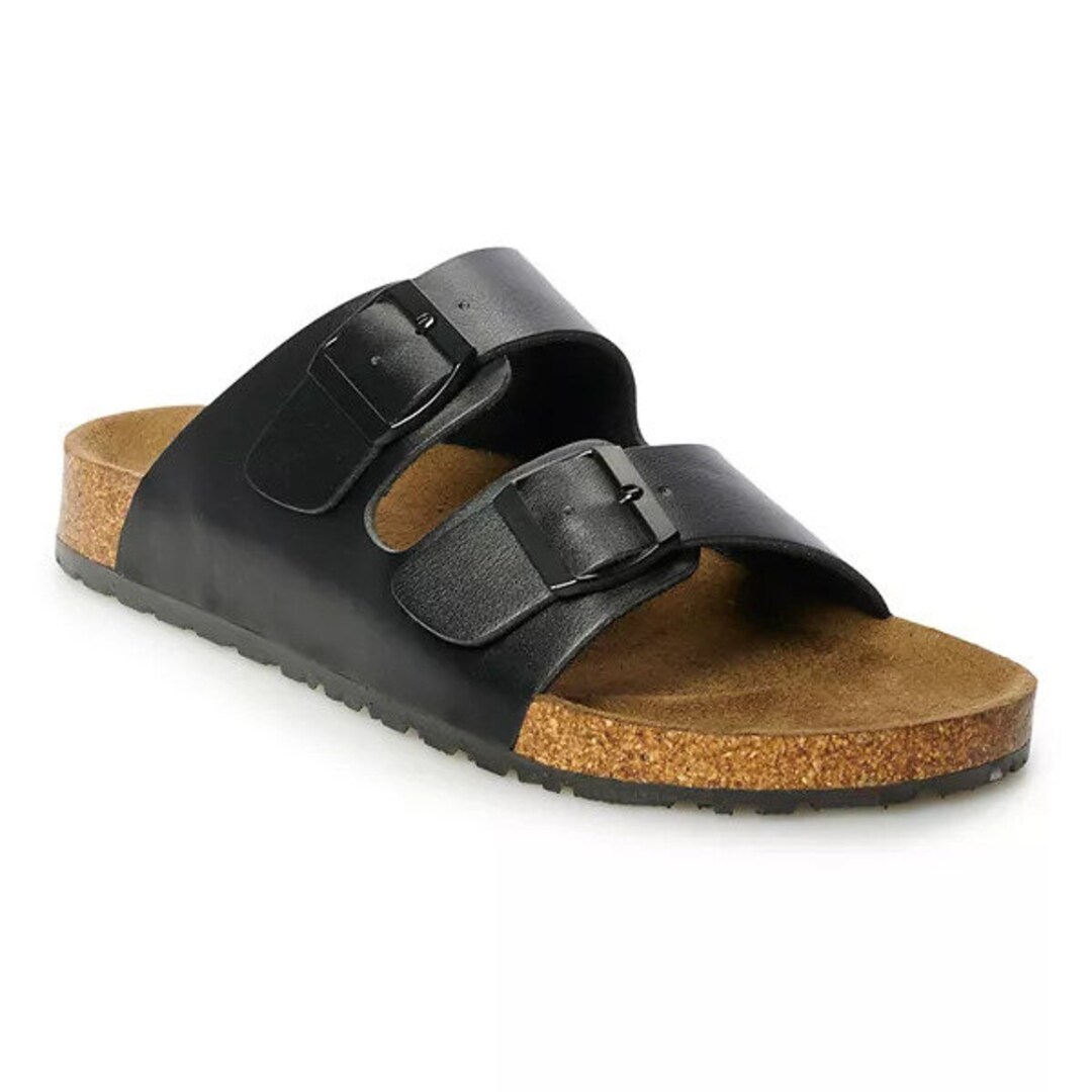 Double-buckle Footbed Slide Sandals 