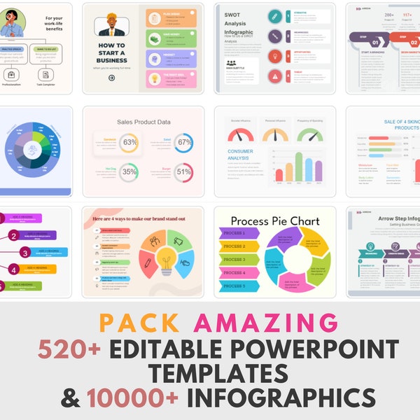 520 bearbeitbare PowerPoint-Vorlagen-Designs | 10000 ppt-Infografiken | Geschäftsvorlagen | Powerpoint-Präsentation | Moderne PowerPoint-Folien