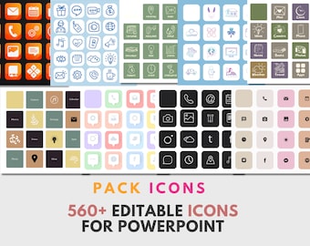 560 Editable PowerPoint Icon set | Icons pack | Powerpoint Icons | Modern PowerPoint | Icon boards | Icons for apps | Powerpoint Icons