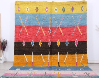 Colorful Vintage Boujaad Rug, Moroccan rug, 6.5x9.6 ft - 201x295 cm Soft Wool Berber rug.