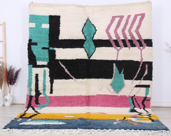 Vintage Boujaad Rug, 7x9 ft, colorful moroccan rug.