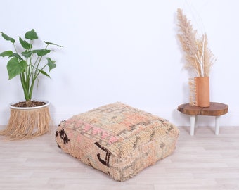 Moroccan Kilim Pouf, Floor Pouf, Vintage Moroccan Ottoman,floor cushion ,24/24/8 in