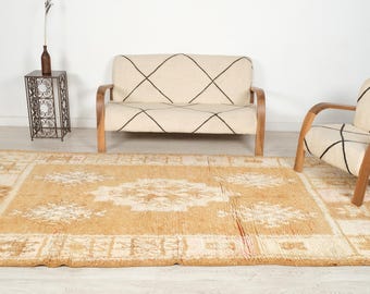 4x7インチのブラックヴィンテージラグ、アフガニスタンの部族風の