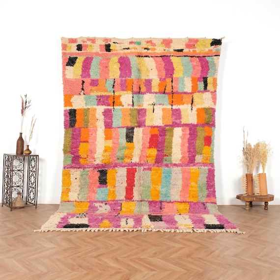 Moroccan rug, Berber rug, Handwoven Boujaad Rug ,6x9 rug ,Colorful Moroccan Boho