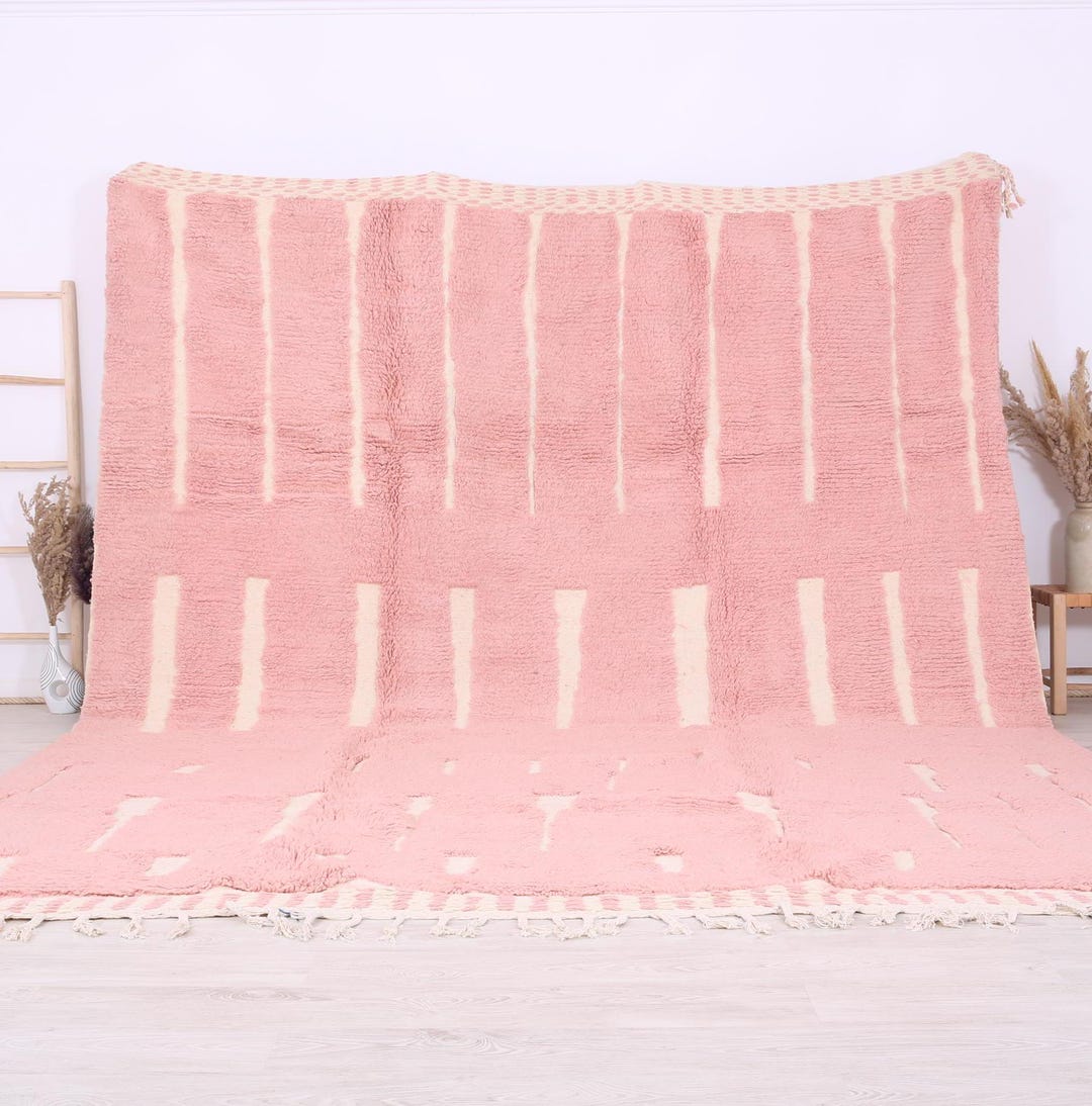Pink Arabic Rug Custom Pink Moroccan Rug, Wool Rug, Berber Rug, Authentic Beni Ouarain ...