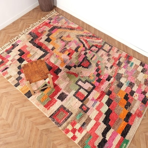 Authentischer marokkanischer Teppich, Vintage Boujaad Teppich, 6x10 FT, weicher marokkanischer Wollteppich